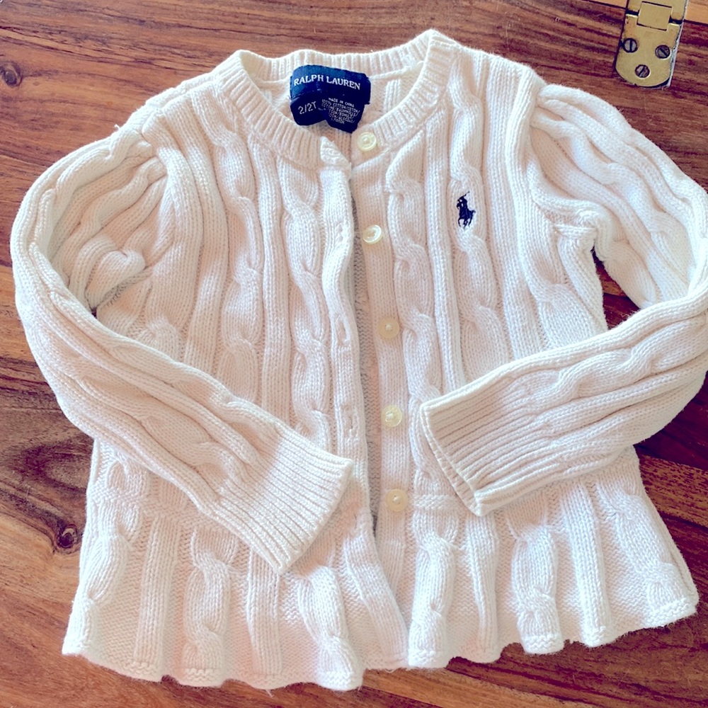 RL Cotton Cable Knit Peplum Sweater (2T)
